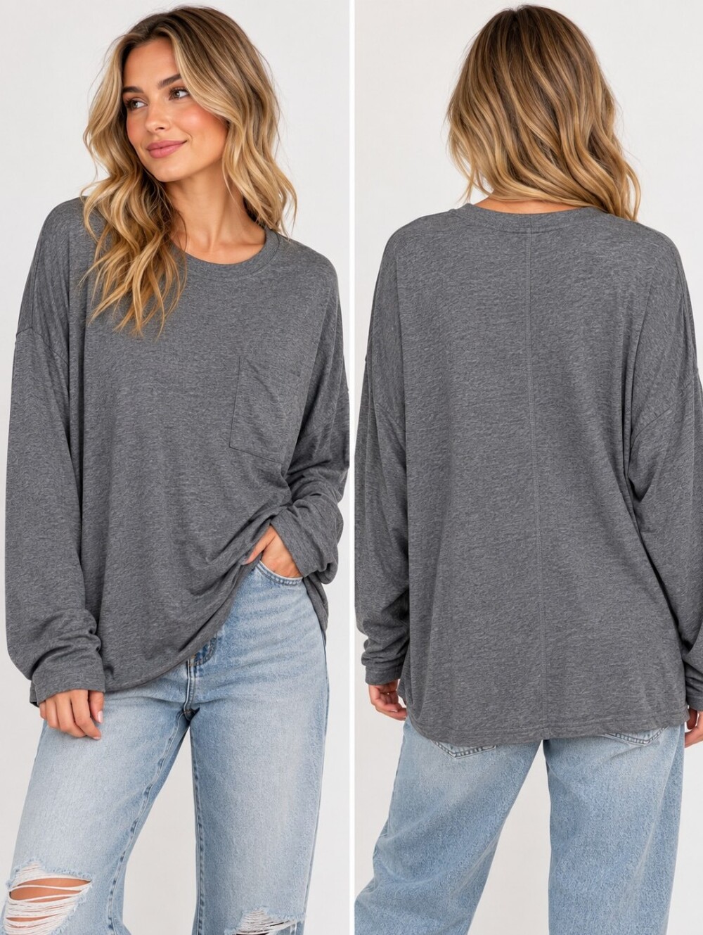 Pact Softspun Long Sleeve Pocket Tee XXXL Gray Organic Cotton NWT